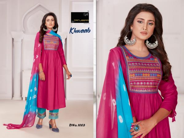 Manjeera Khwaab Rayon Fancy Embroidery Readymade Salwar